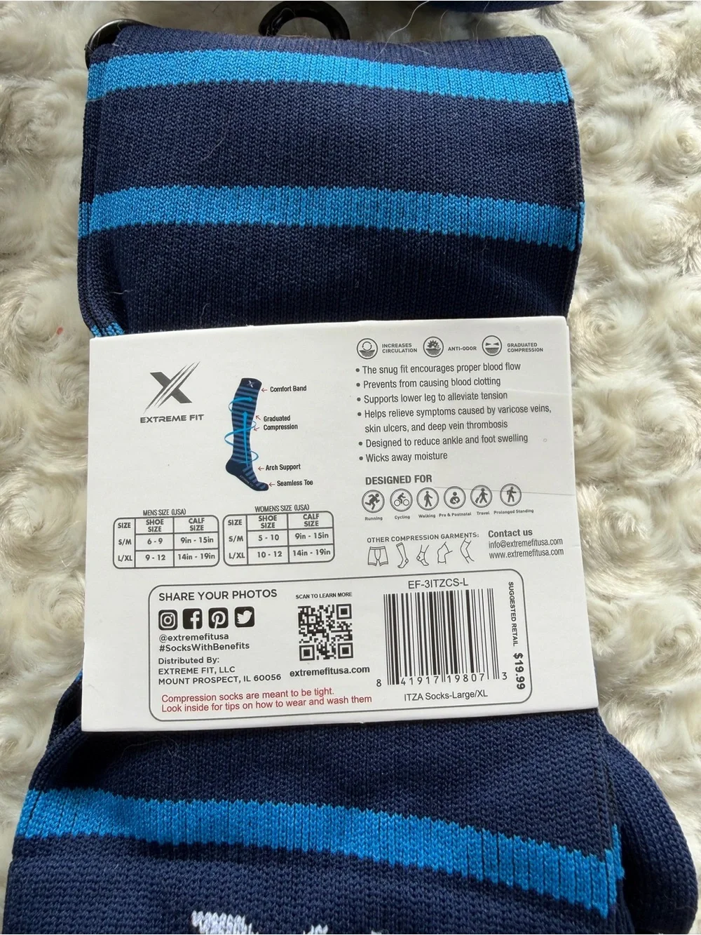 New Set of 5 Pairs of Compression Socks Size Large/XL